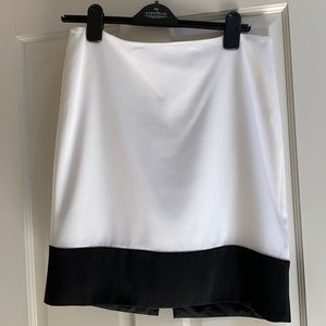 White with black trim skirt